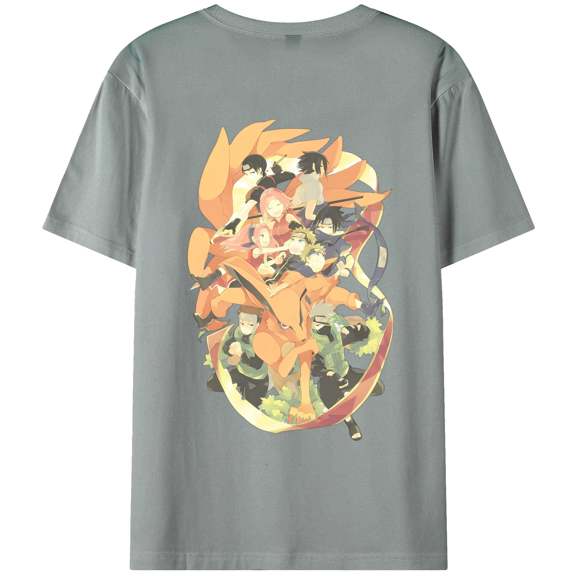 （画像用） NARUTO -ナルト- うずまき ナルト Uzumaki Naruto 綿100％ メンズ半袖Tシャツ（バックプリント） 通気性